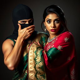 An intriguing and sensual scene featuring two sexy Indian women