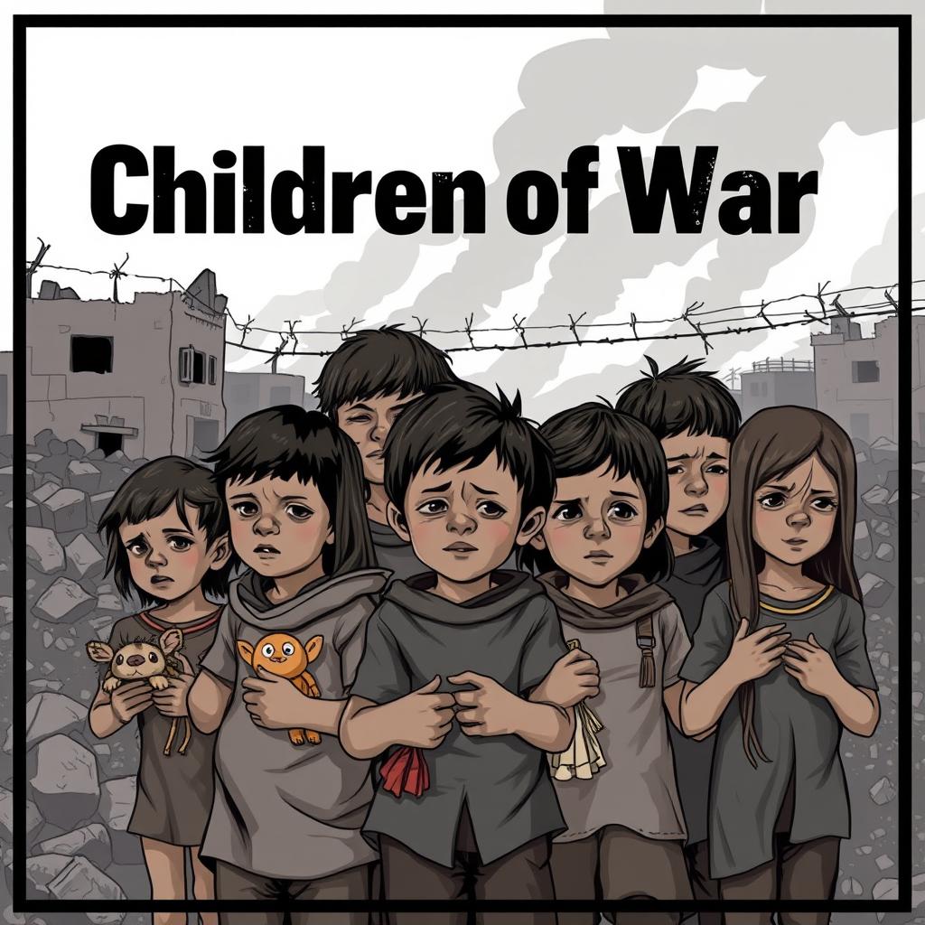 A powerful and evocative poster illustrating the theme "Children of War"