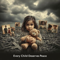 A powerful and emotional poster depicting children affected by war