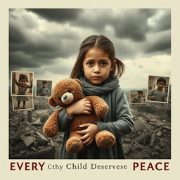 A powerful and emotional poster depicting children affected by war