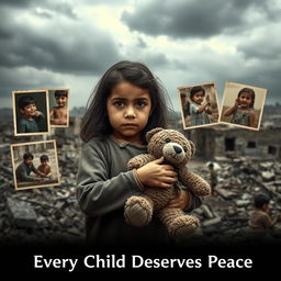 A powerful and emotional poster depicting children affected by war