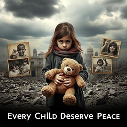A powerful and emotional poster depicting children affected by war