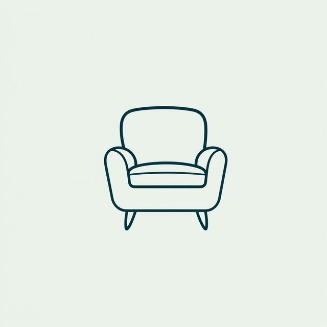 A modern and minimalist logo design featuring a stylized chair, with sleek lines and an artistic flair