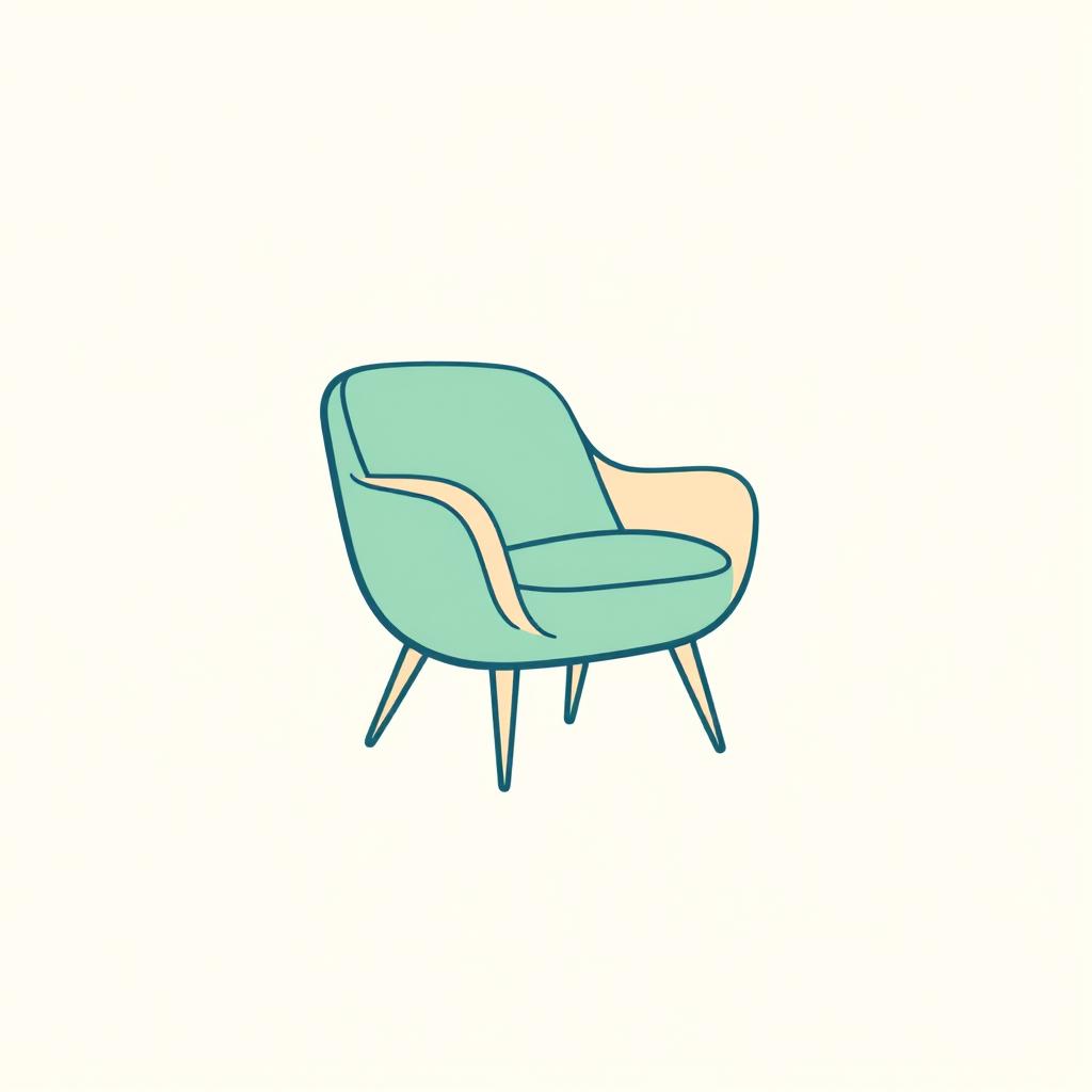 A modern and minimalist logo design featuring a stylized chair, with sleek lines and an artistic flair