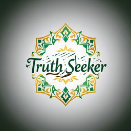 A beautifully designed Islamic logo featuring the phrase "Truth Seeker" in elegant Arabic calligraphy