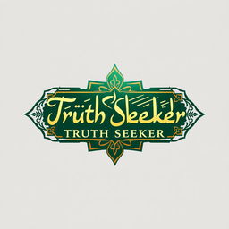 A beautifully designed Islamic logo featuring the phrase "Truth Seeker" in elegant Arabic calligraphy