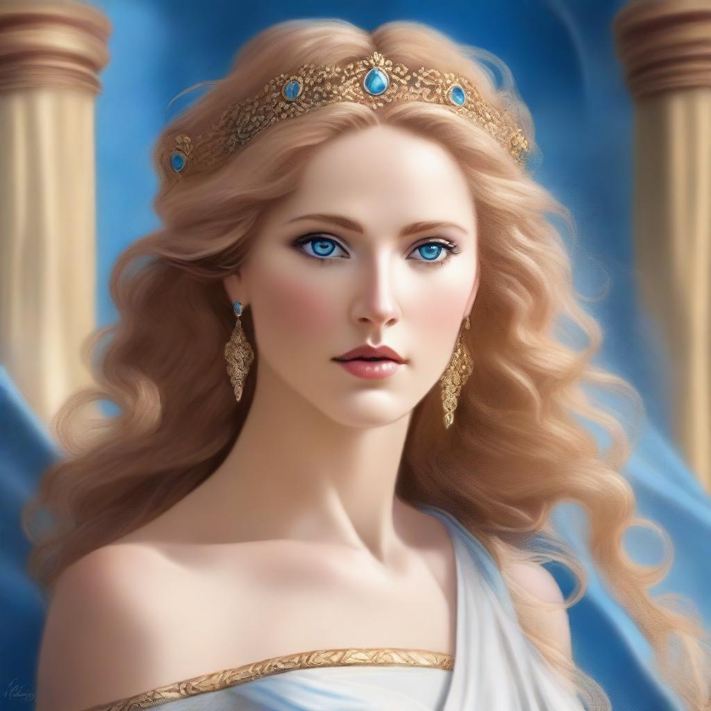 This is a high-quality digital art portrayal of Helen of Troy, renowned for her breathtaking beauty