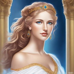 This is a high-quality digital art portrayal of Helen of Troy, renowned for her breathtaking beauty