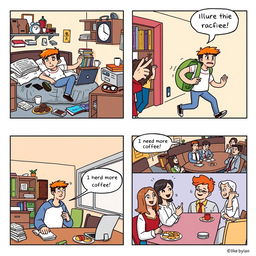 A comic strip capturing the daily life of a college student
