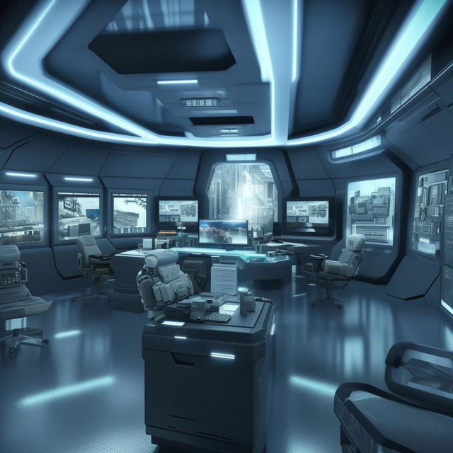 futuristic SWAT commander's office interior based on https://files.dreamhome.software/files/static/36604