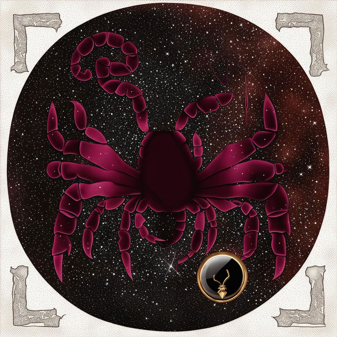 A digital art image of the Scorpio star sign, featuring the Scorpio symbol set against a starry backdrop