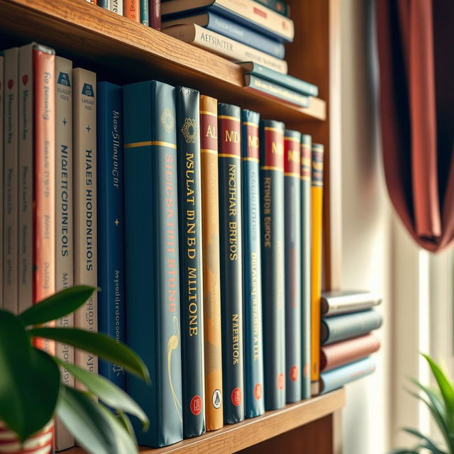 A neatly arranged collection of medical-related books on a wooden bookshelf, showcasing various titles and colorful book covers