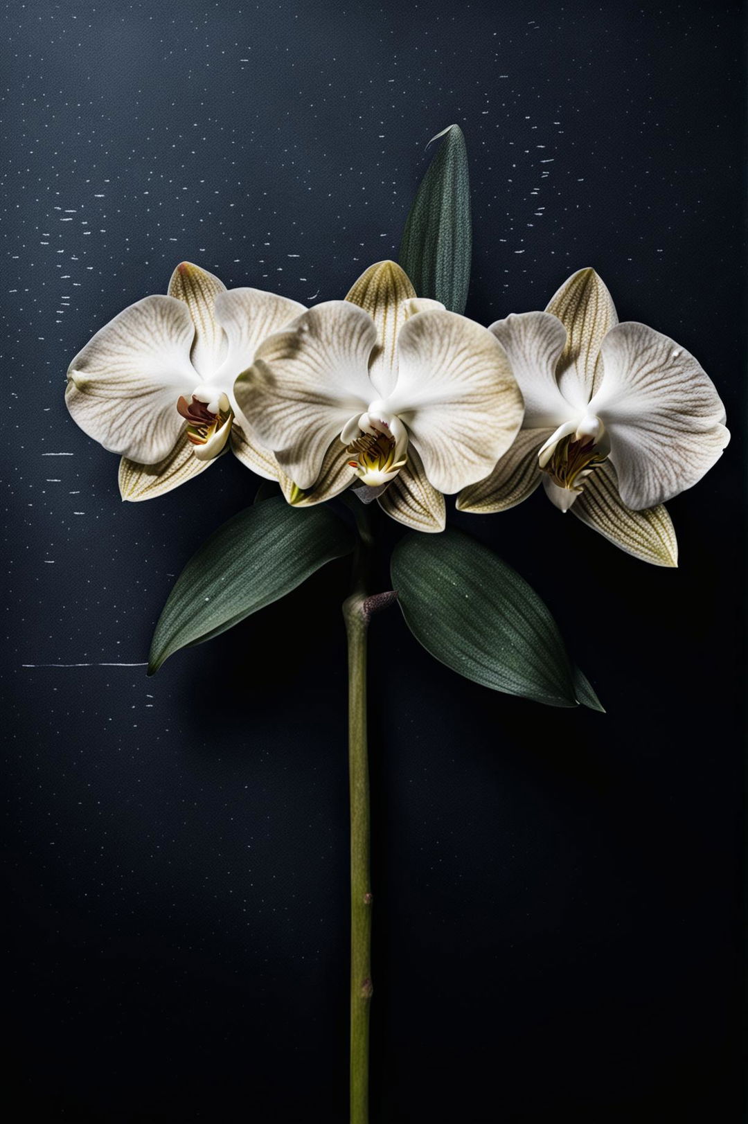 This is a high-quality image of a simple chalk drawing of an orchid on a blackboard