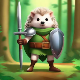 A digital art image showcasing a brave hedgehog warrior