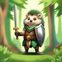 A digital art image showcasing a brave hedgehog warrior