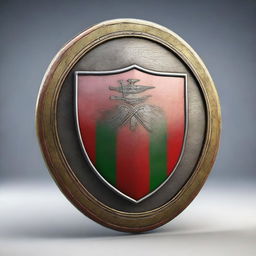 A high-resolution 3D render of a Germanic shield