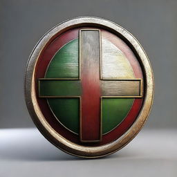 A high-resolution 3D render of a Germanic shield