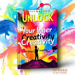 A vibrant book cover for 'Unlock Your Inner Creativity: 30 Days to a More Inspired You' by Edward Adeny