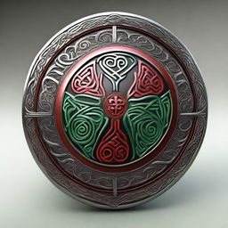 A high-quality 3D render of a Celtic shield