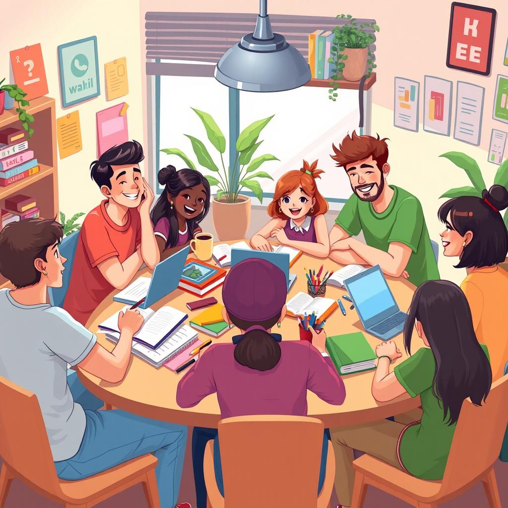 A vibrant and engaging digital illustration suitable for a WhatsApp tuition group display picture