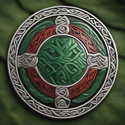 A high-quality 3D render of a Celtic shield