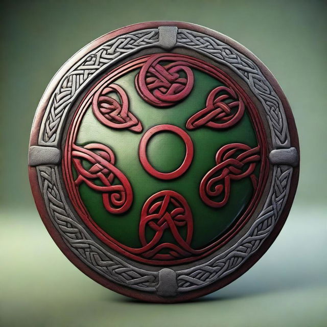 A high-quality 3D render of a Celtic shield