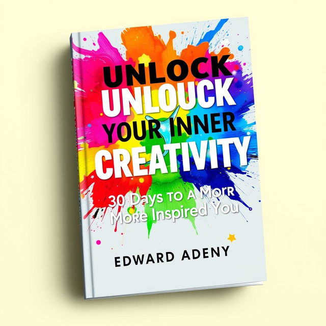 A captivating book cover for 'Unlock Your Inner Creativity: 30 Days to a More Inspired You' by Edward Adeny