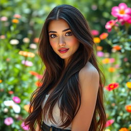 A stunning portrait of a young woman resembling Ariana Greenblatt, exuding confidence and charm