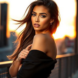 A portrait of a stunning young woman inspired by Ariana Greenblatt, showcasing her as a confident and alluring figure