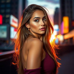 A portrait of a stunning young woman inspired by Ariana Greenblatt, showcasing her as a confident and alluring figure