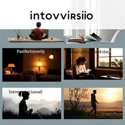 A visually appealing presentation of concepts surrounding introversion, featuring a collection of images that represent the essence of introverts in various scenarios