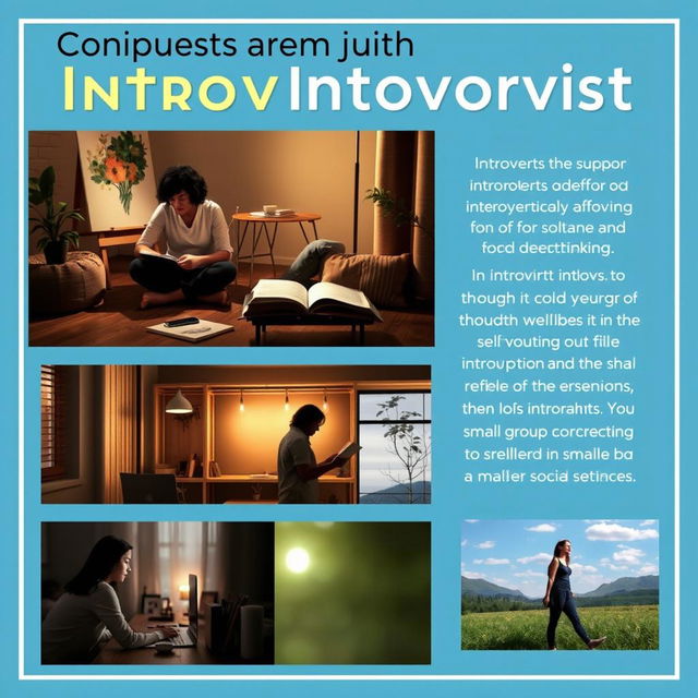 A visually appealing presentation of concepts surrounding introversion, featuring a collection of images that represent the essence of introverts in various scenarios