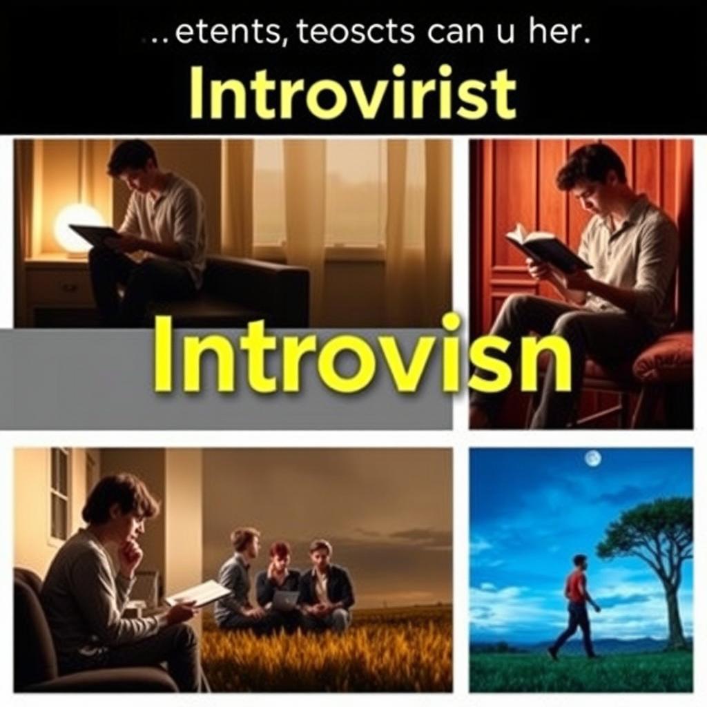 A visually appealing presentation of concepts surrounding introversion, featuring a collection of images that represent the essence of introverts in various scenarios