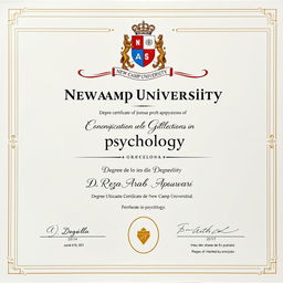 A degree certificate in psychology from New Camp University in Barcelona, held by Dr