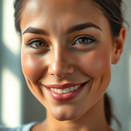 A beautiful, realistic portrait of a person, showcasing detailed facial features, harmonious skin tones, and captivating eyes