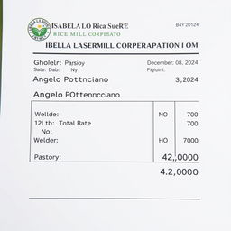 An electronic payslip for Angelo Potenciano, dated December 08, 2024, issued by Isabela La Suerte Rice Mill Corporation
