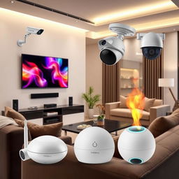 A modern living space showcasing an array of smart home technology