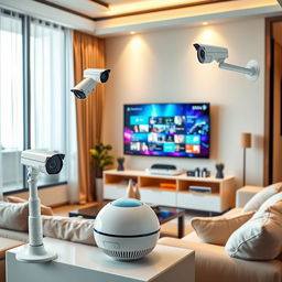 A modern living space showcasing an array of smart home technology