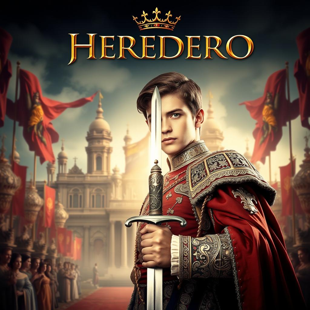 An epic movie poster for a film about monarchy featuring a young prince