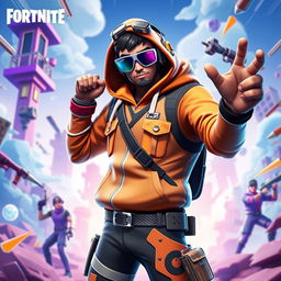 Energetic Fortnite thumbnail featuring the character skin of Rubius, set in a vibrant and colorful virtual battlefield