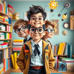 A smart young boy with a unique personality, showcasing his multiple identities