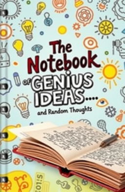 A whimsical and creative book cover featuring the title 'The Notebook of Genius Ideas