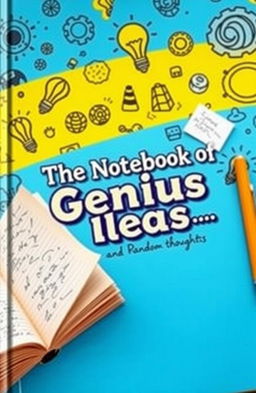 A whimsical and creative book cover featuring the title 'The Notebook of Genius Ideas