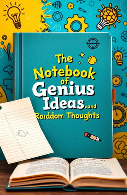 A whimsical and creative book cover featuring the title 'The Notebook of Genius Ideas
