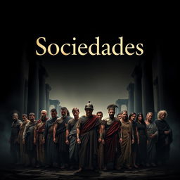 An epic movie poster for a film set in the Middle Republic of Ancient Rome, with the word 'Sociedades' prominently featured in the title