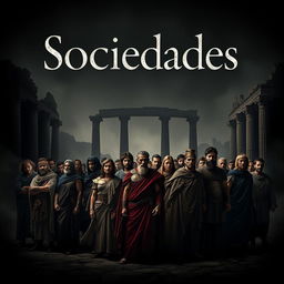 An epic movie poster for a film set in the Middle Republic of Ancient Rome, with the word 'Sociedades' prominently featured in the title