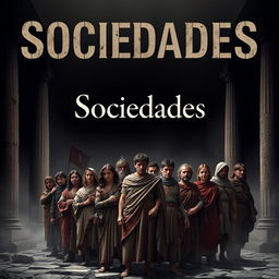 An epic movie poster for a film set in the Middle Republic of Ancient Rome, with the word 'Sociedades' prominently featured in the title