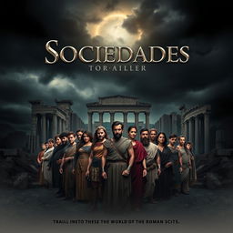 An epic movie poster for a film set in the Middle Republic of Ancient Rome, designed as promotional material for both the movie and its trailer