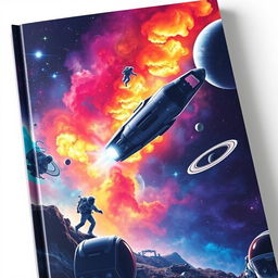A stunning sci-fi book cover featuring an awe-inspiring space exploration scene