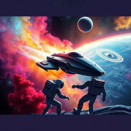 A stunning sci-fi book cover featuring an awe-inspiring space exploration scene